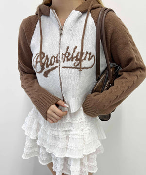 カレッジロゴショートニットパーカー