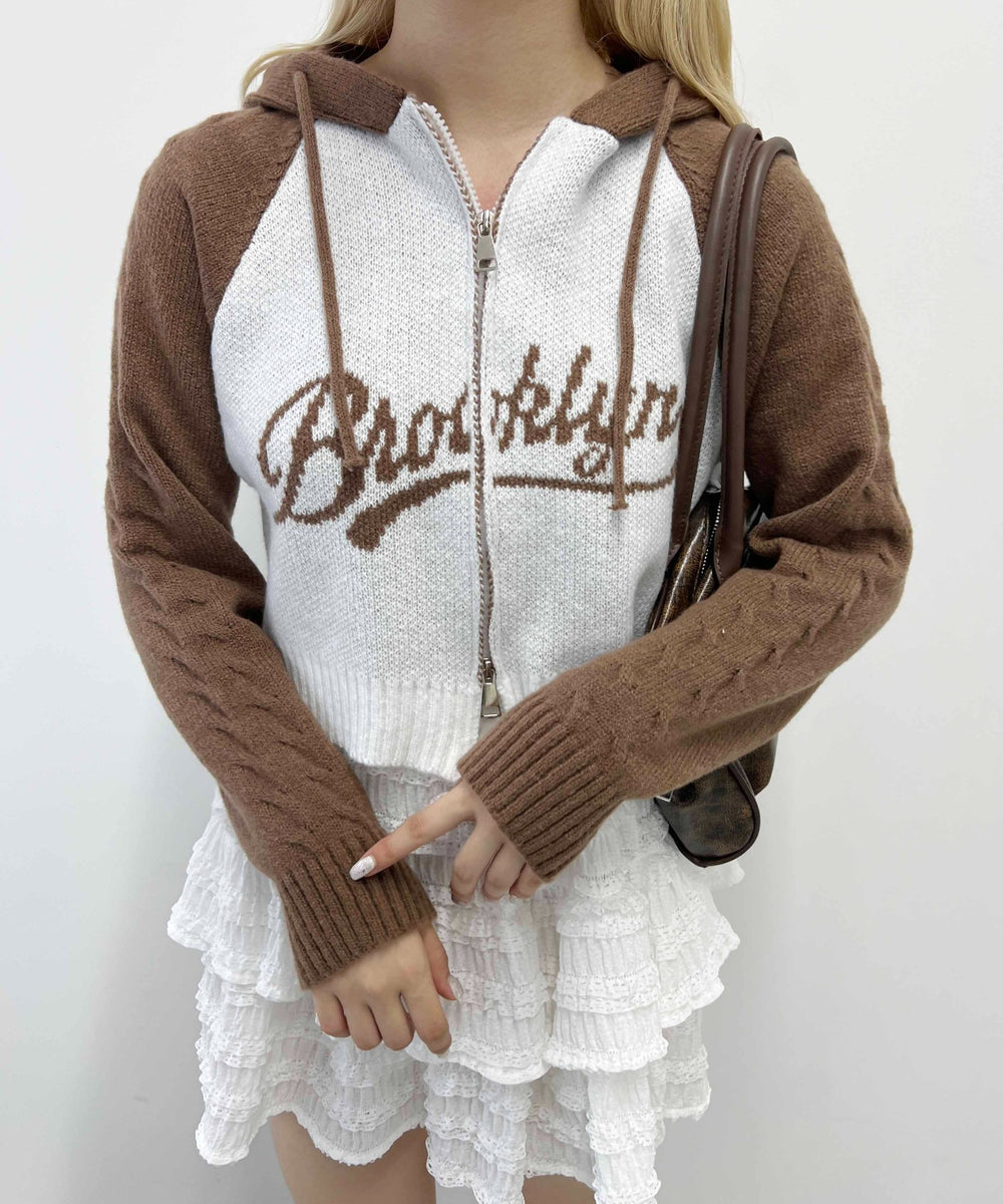 カレッジロゴショートニットパーカー