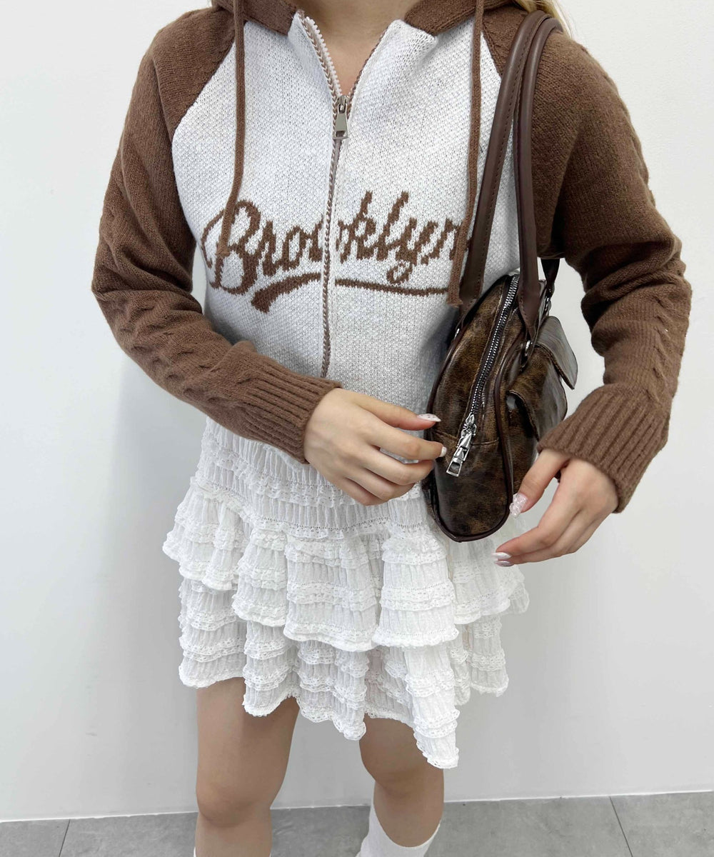 カレッジロゴショートニットパーカー