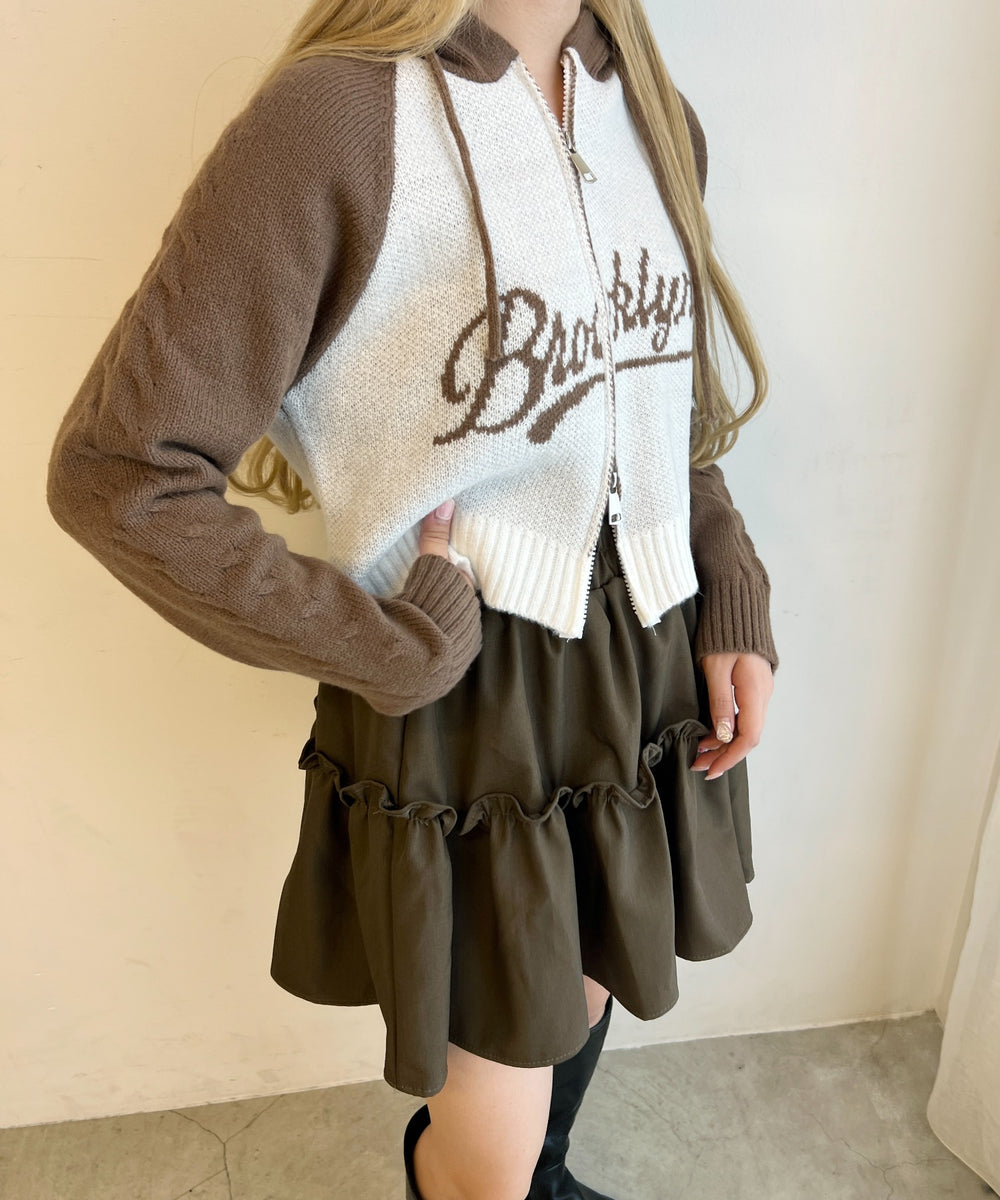 カレッジロゴショートニットパーカー