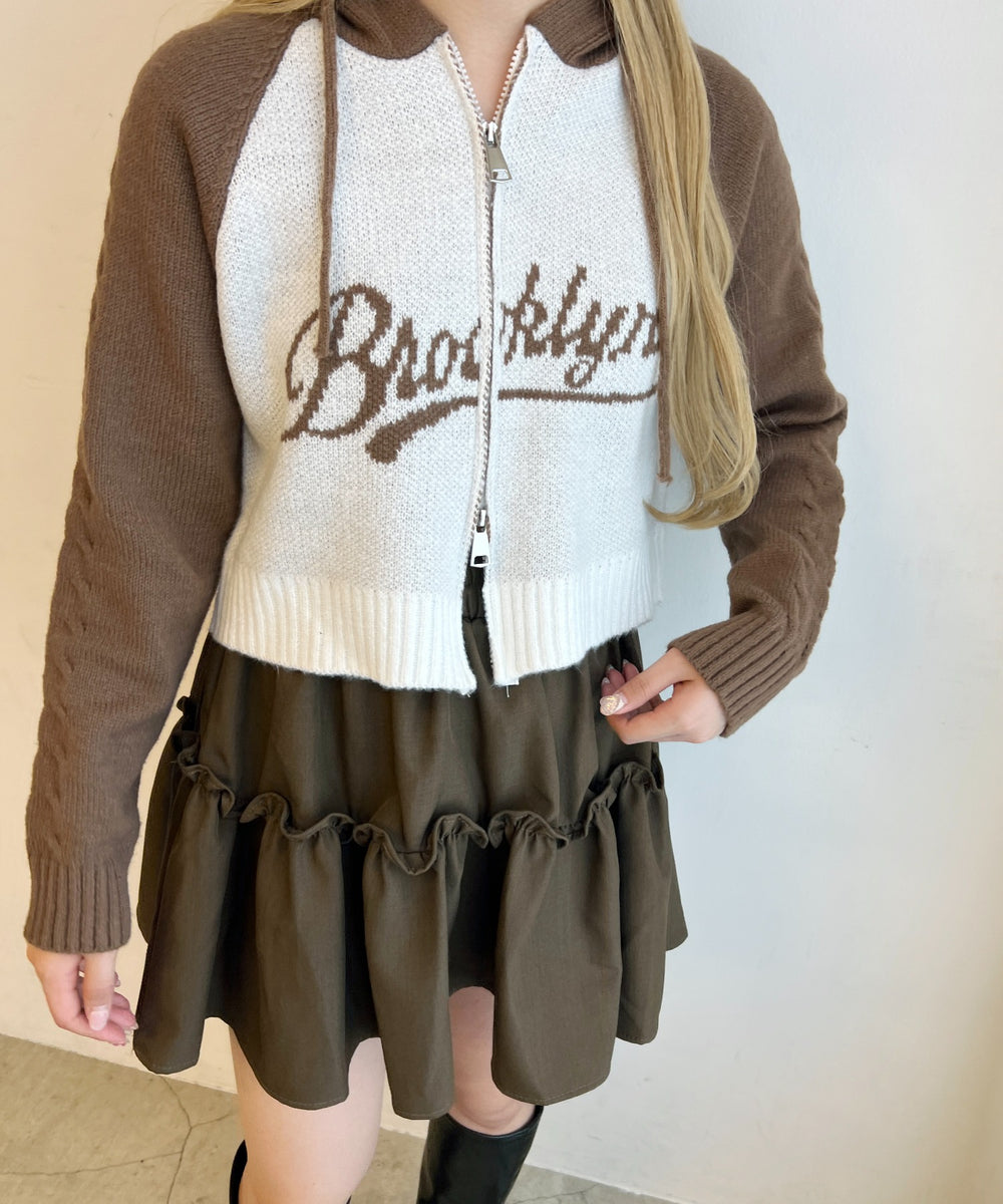 カレッジロゴショートニットパーカー