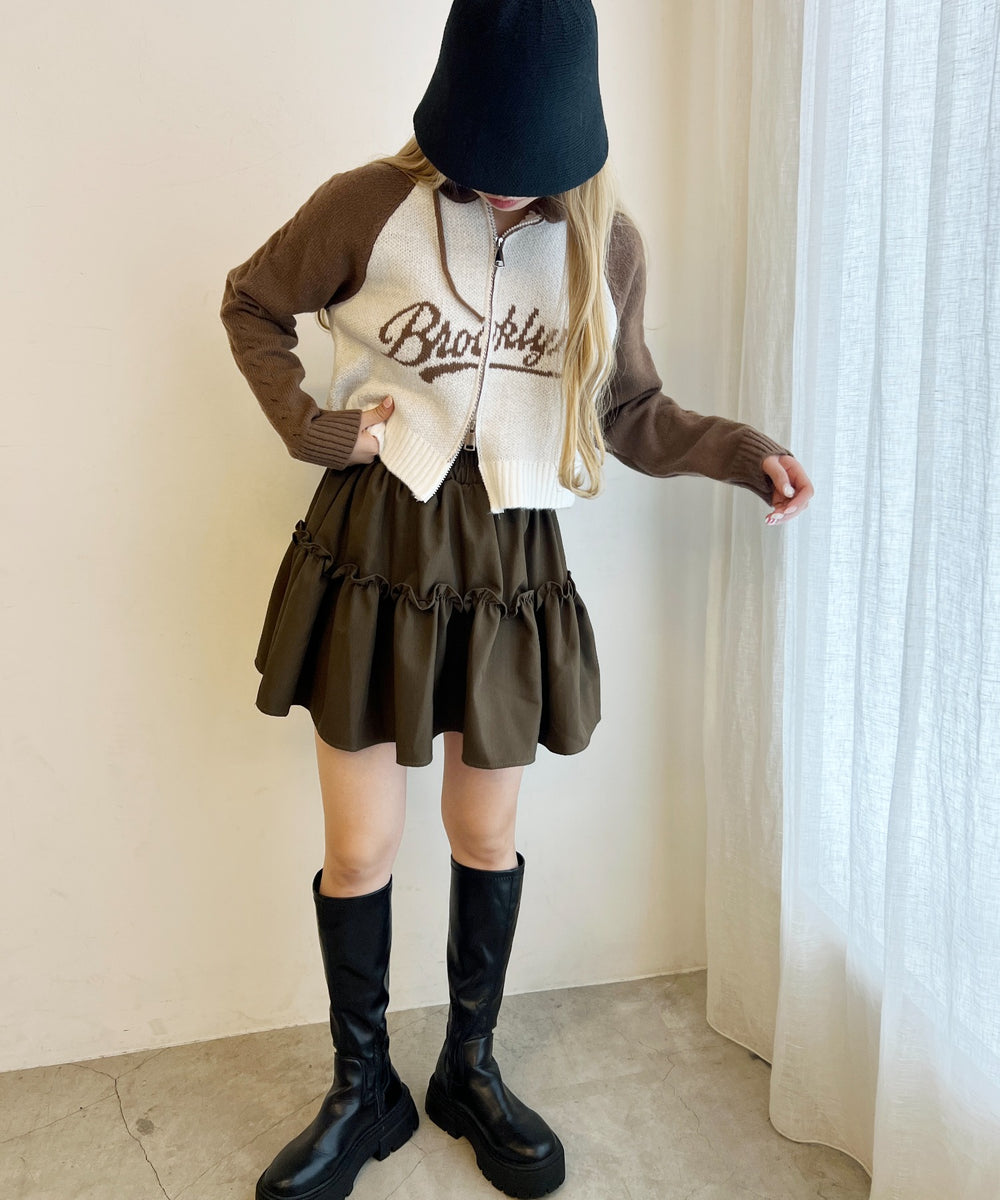 カレッジロゴショートニットパーカー