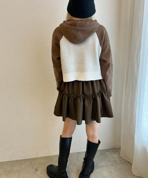 カレッジロゴショートニットパーカー