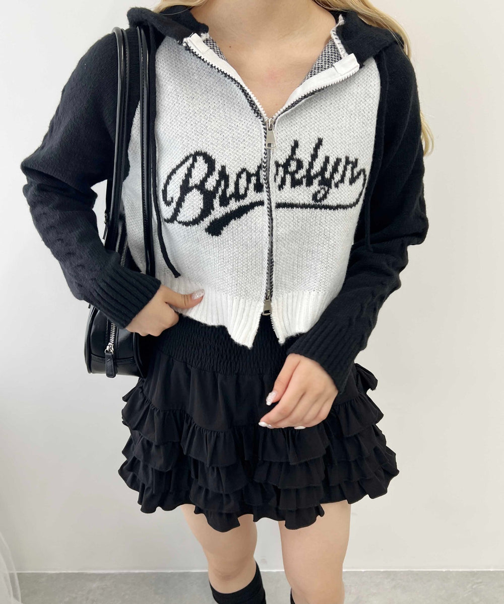 カレッジロゴショートニットパーカー