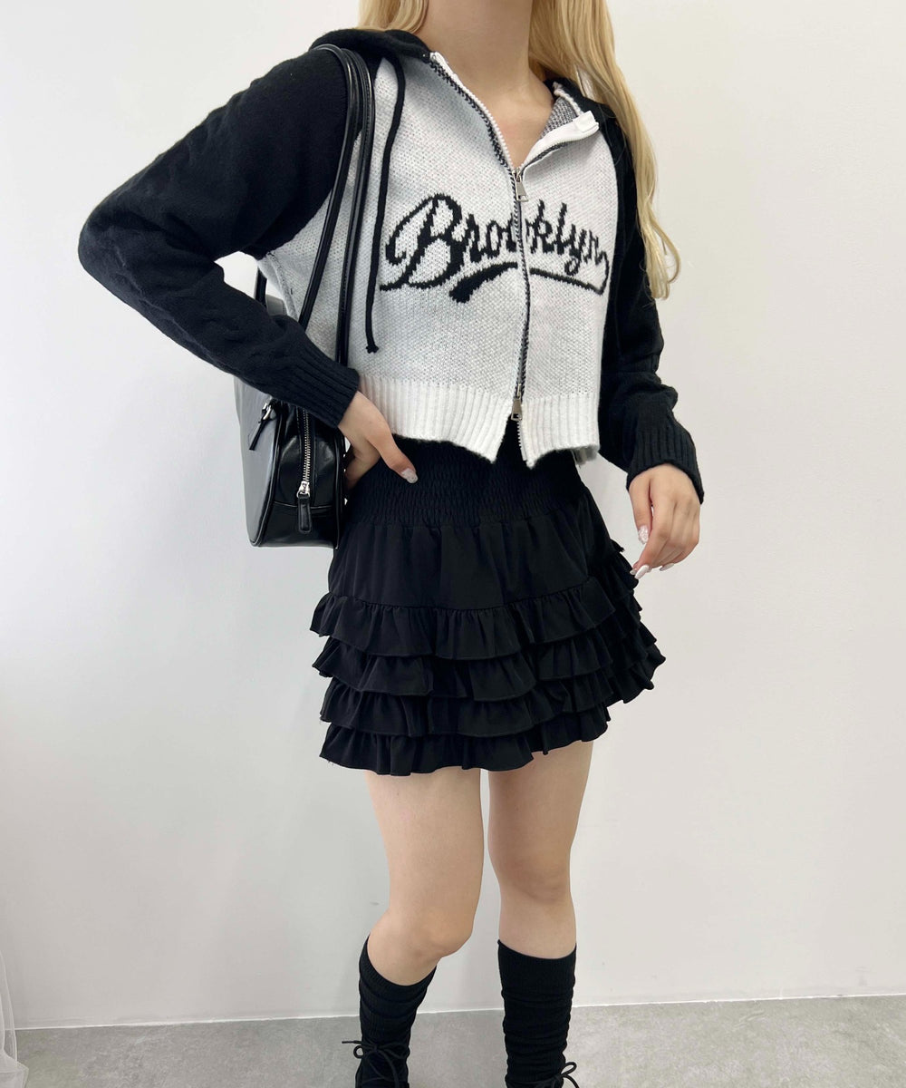 カレッジロゴショートニットパーカー