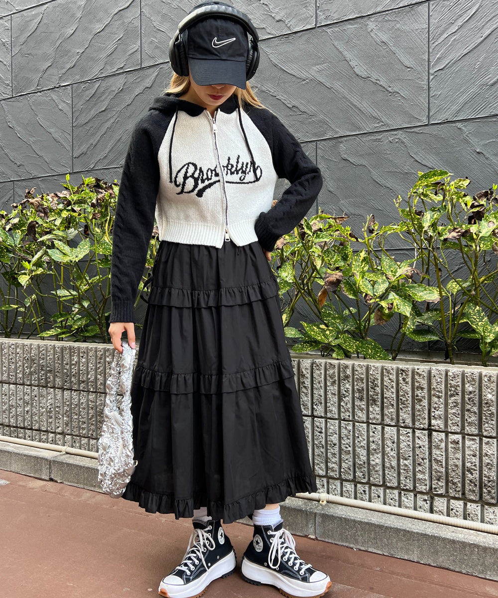 カレッジロゴショートニットパーカー