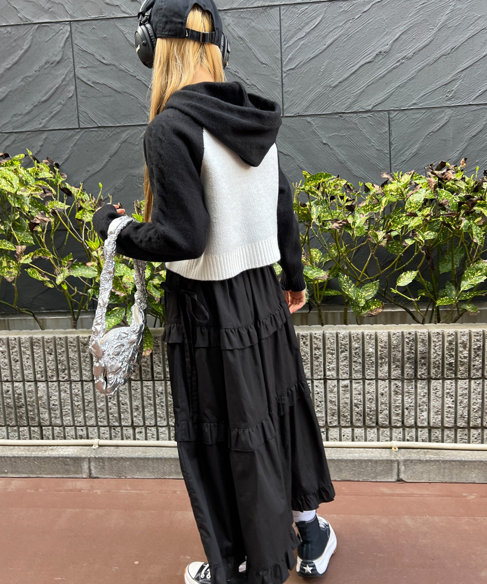 カレッジロゴショートニットパーカー