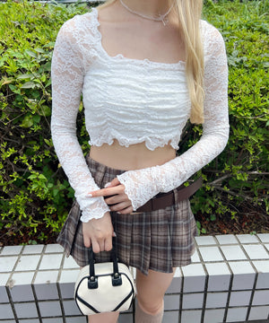 レースシャーリングトップス