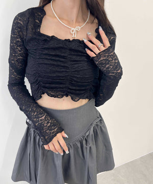 レースシャーリングトップス