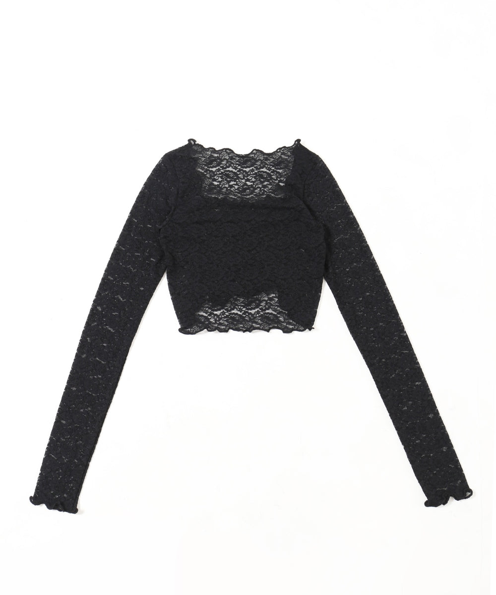 レースシャーリングトップス