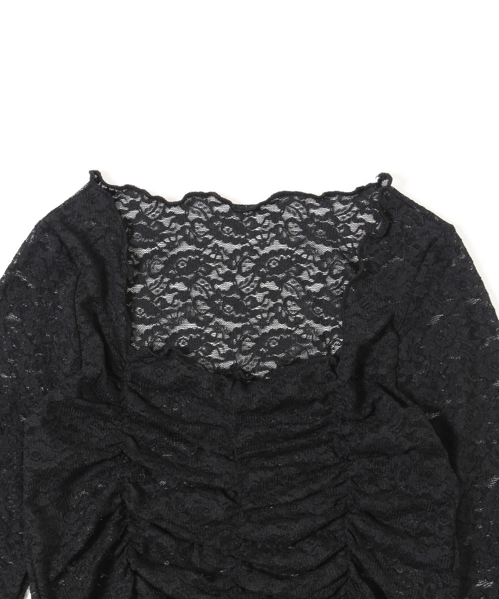 レースシャーリングトップス