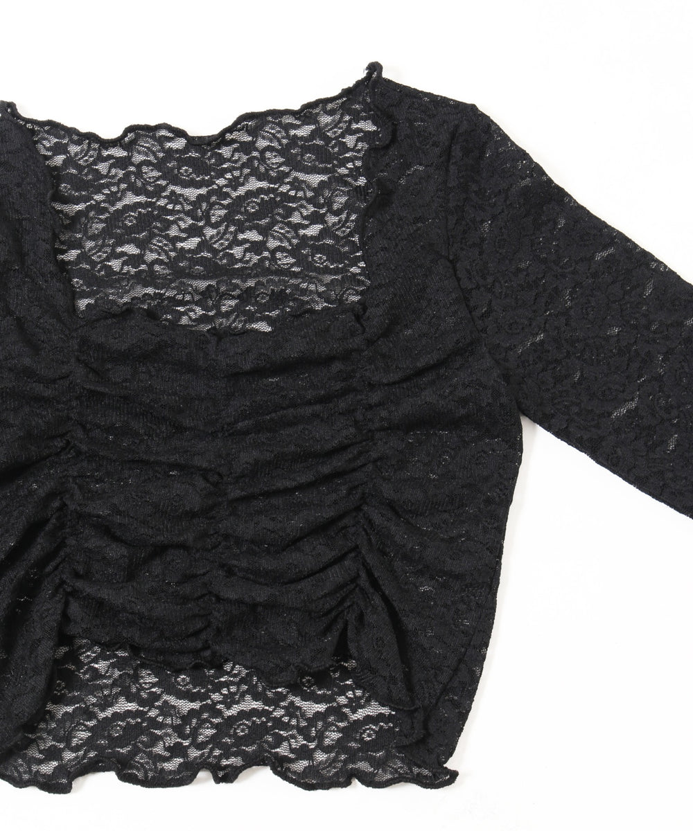 レースシャーリングトップス