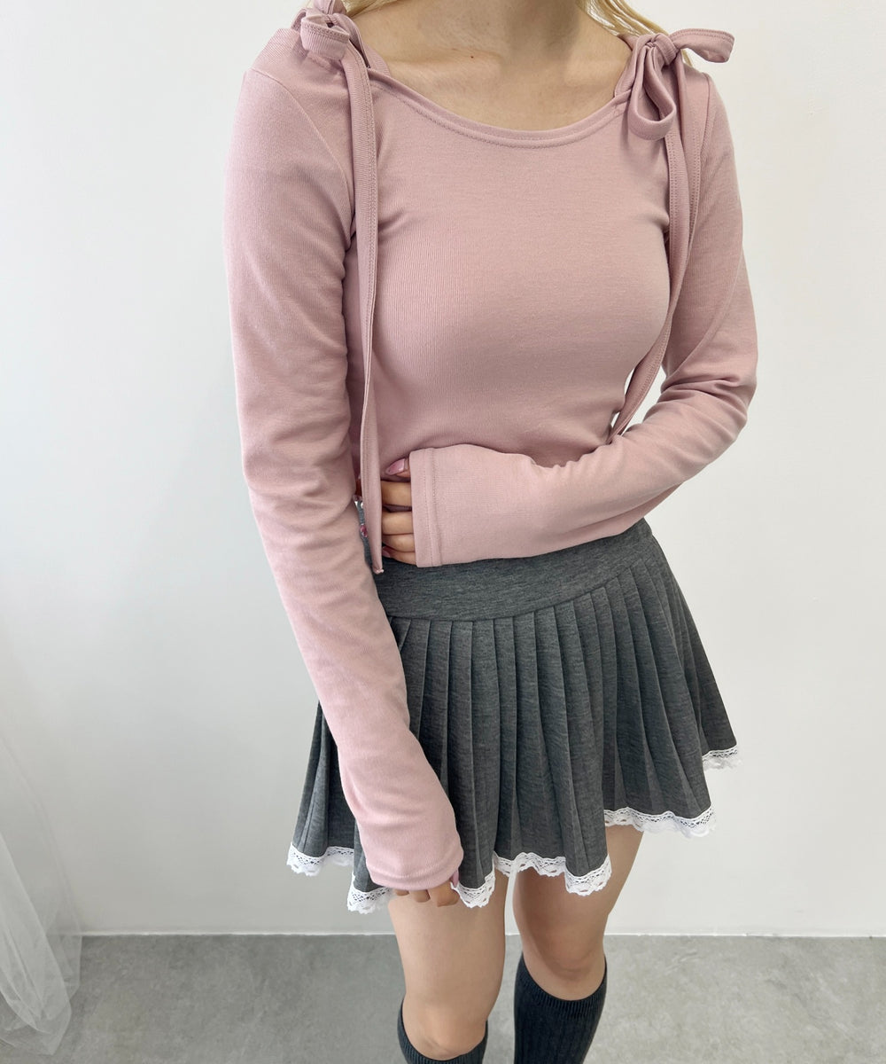 リボンオフショルロンT