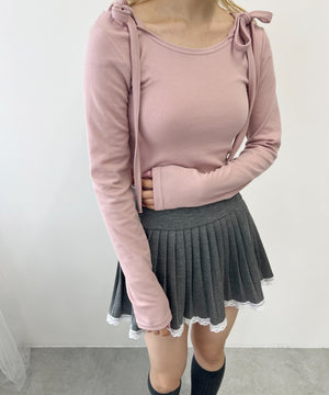 リボンオフショルロンT