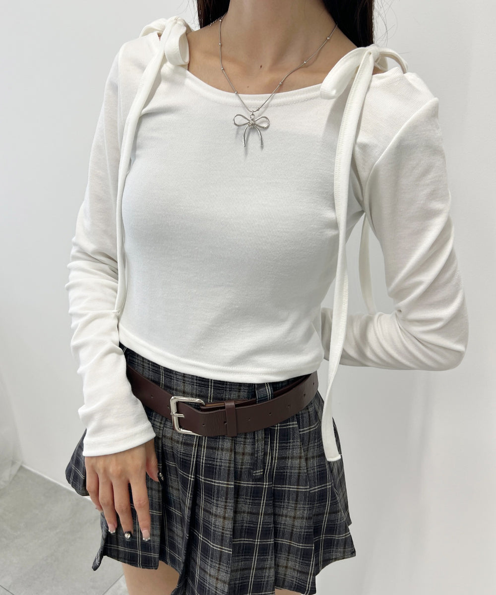 リボンオフショルロンT