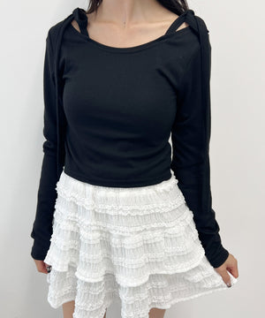 リボンオフショルロンT