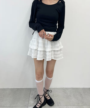 リボンオフショルロンT