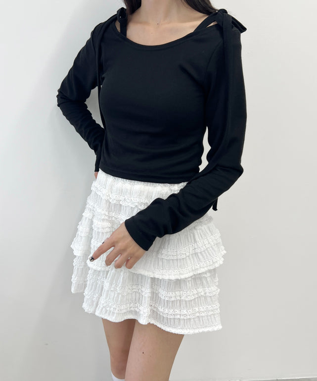 リボンオフショルロンT