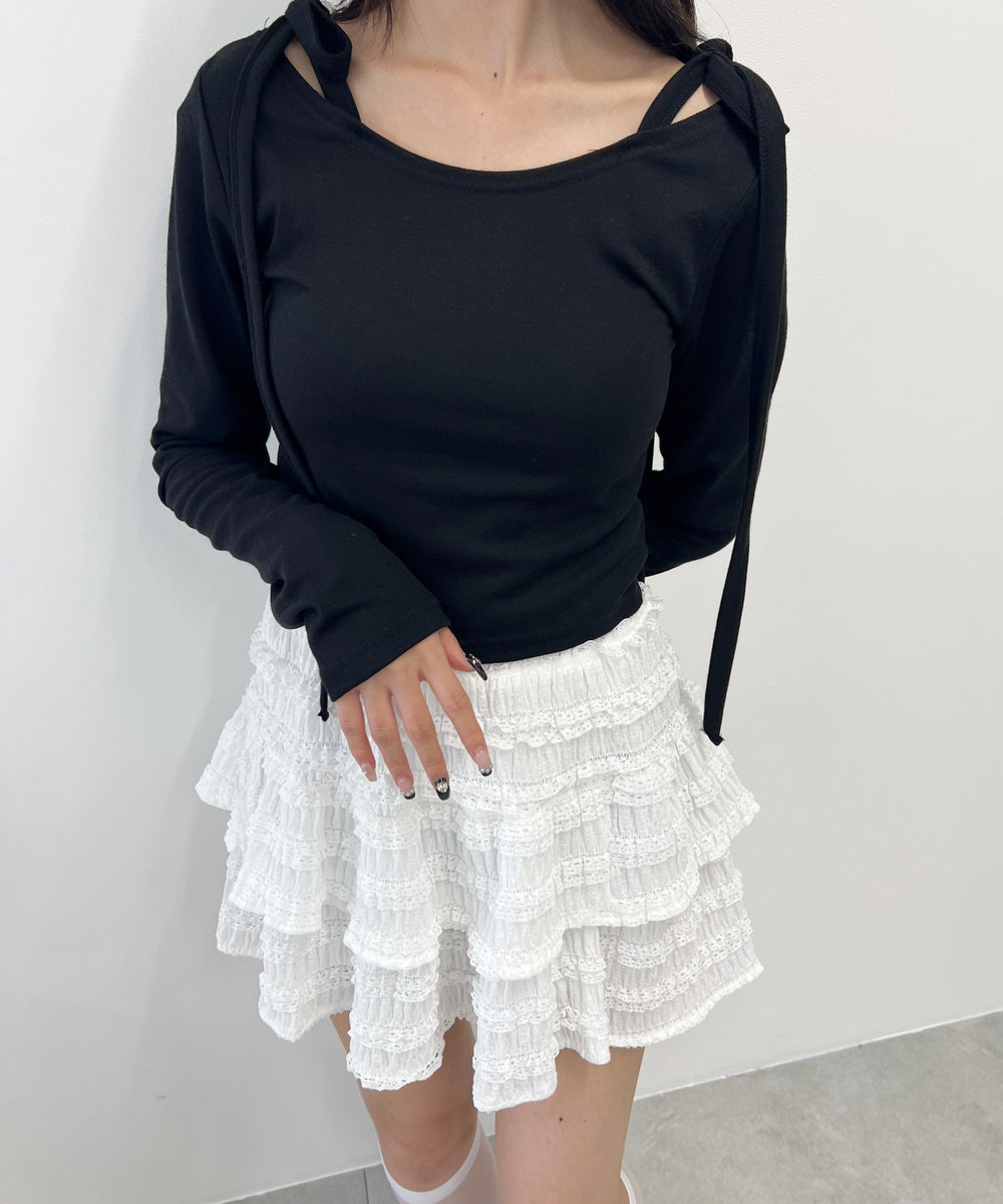 リボンオフショルロンT