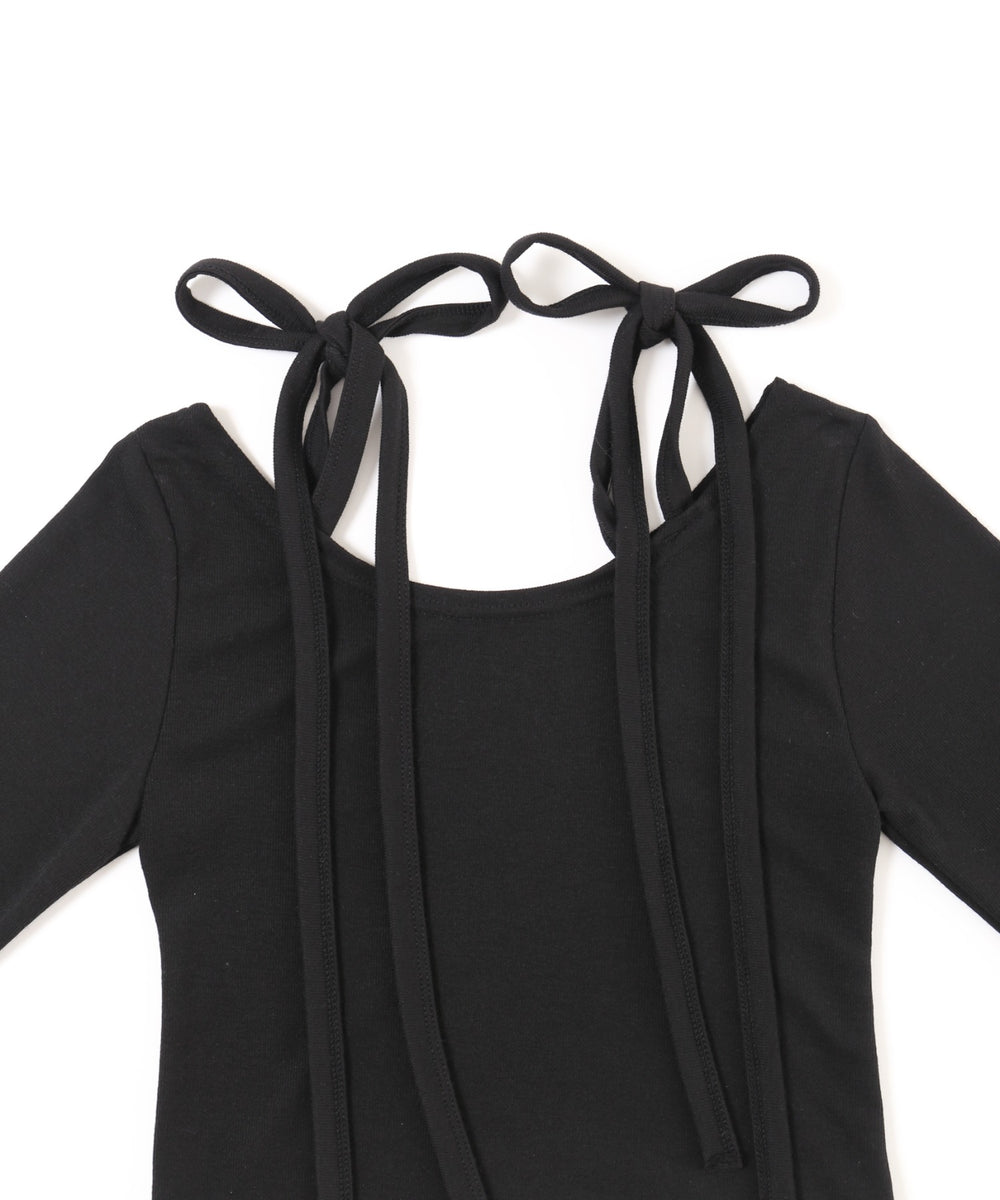 リボンオフショルロンT