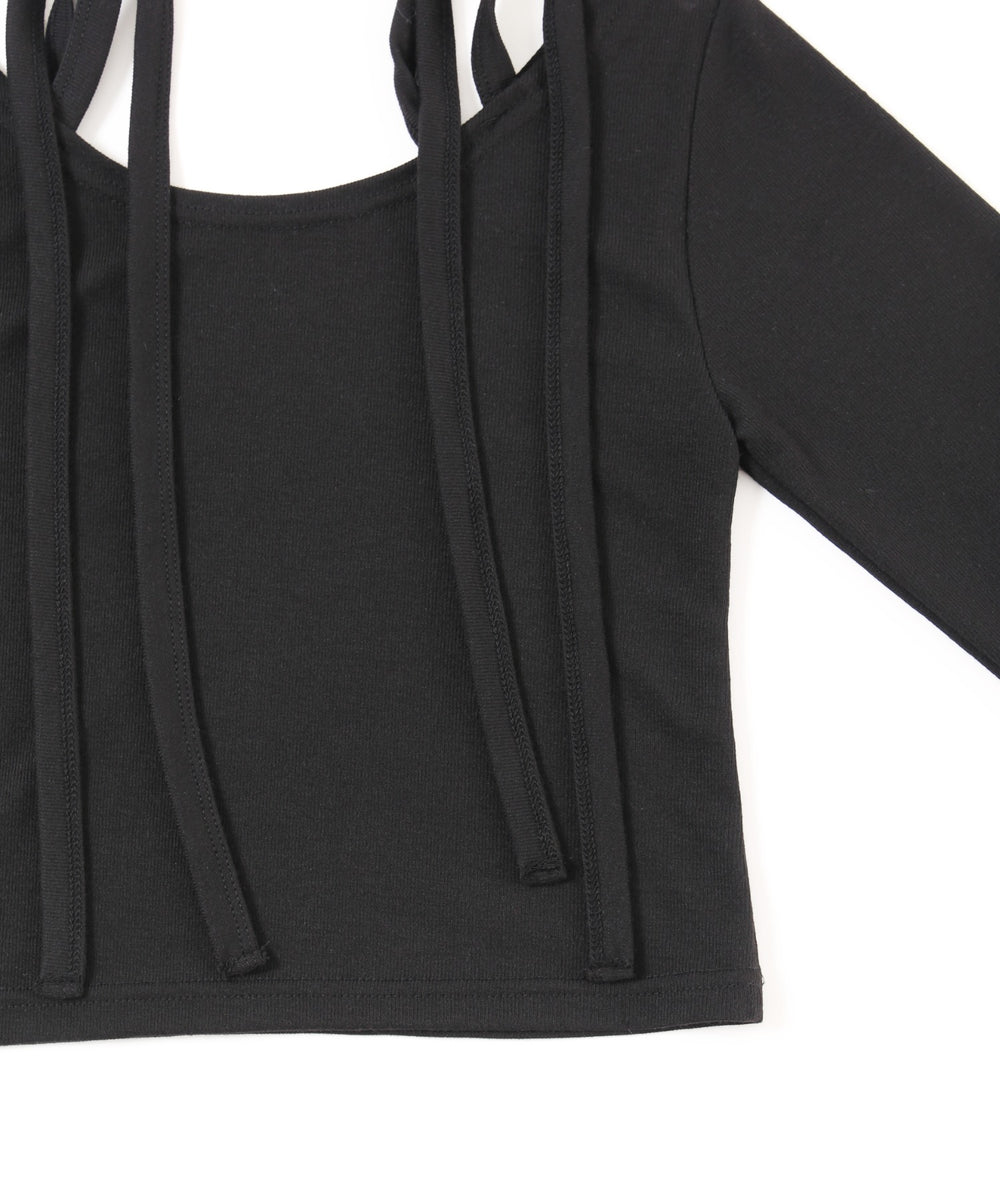 リボンオフショルロンT