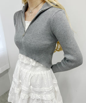 コンパクトジップカーディガン