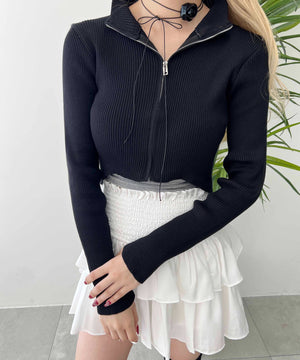 コンパクトジップカーディガン