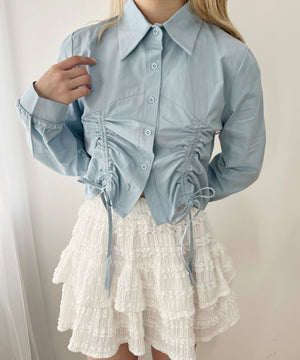 ダブルドロスト長袖ブラウス