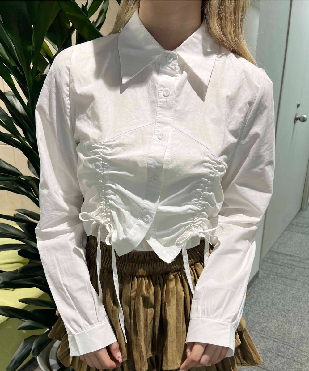 ダブルドロスト長袖ブラウス