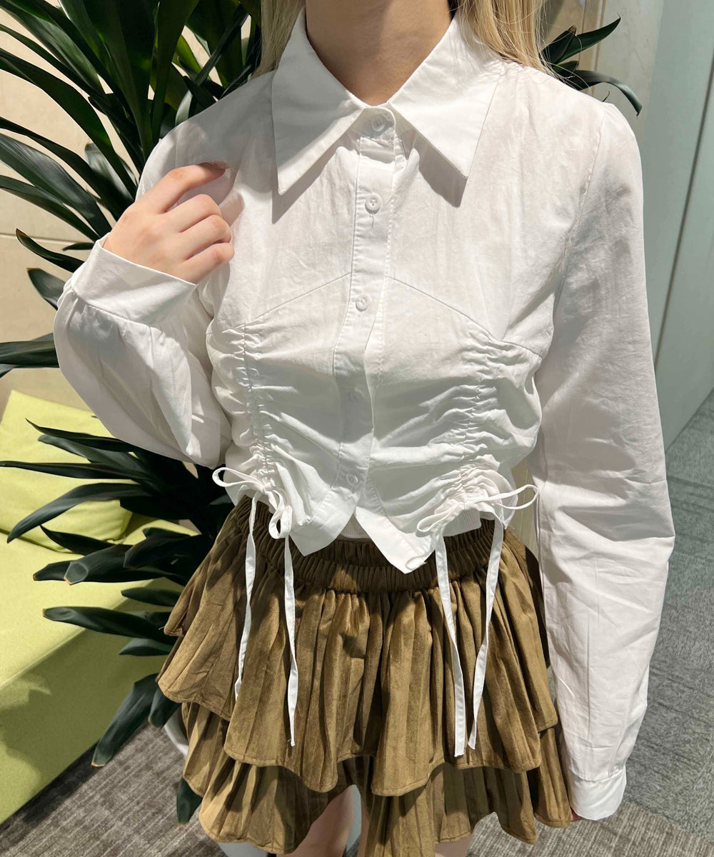 ダブルドロスト長袖ブラウス