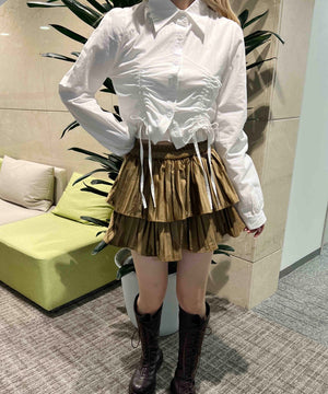 ダブルドロスト長袖ブラウス