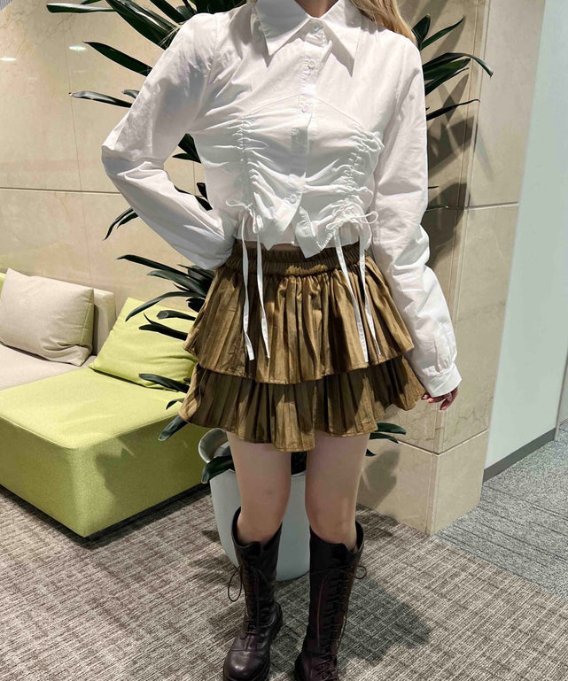 ダブルドロスト長袖ブラウス