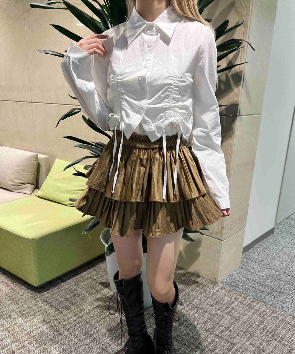 ダブルドロスト長袖ブラウス