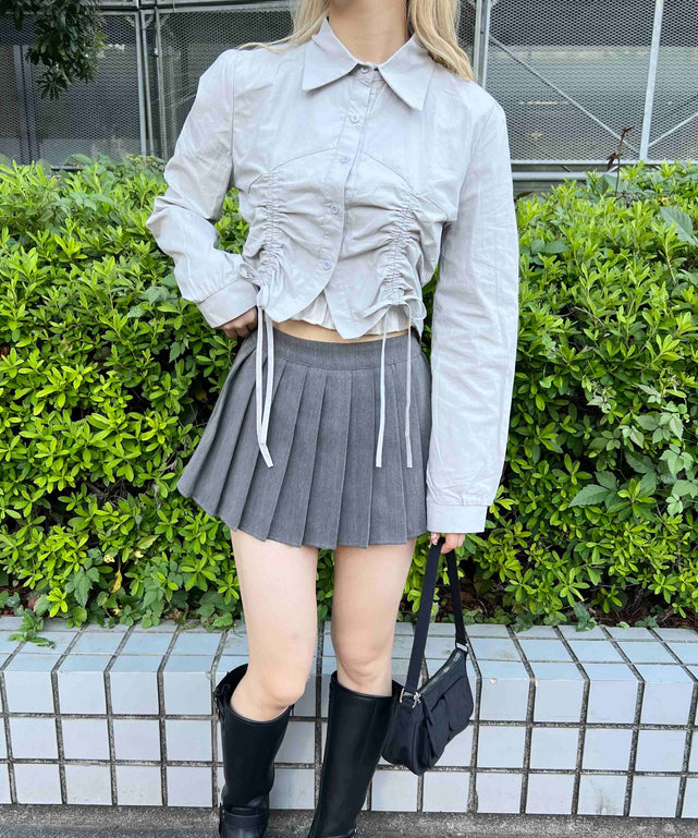 ダブルドロスト長袖ブラウス