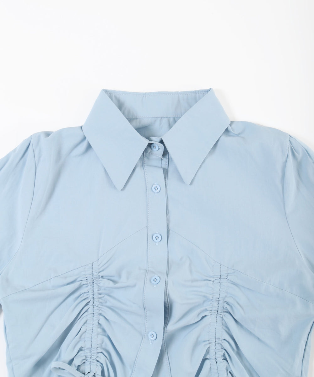 ダブルドロスト長袖ブラウス