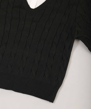 ケーブルニットドッキングシャツ