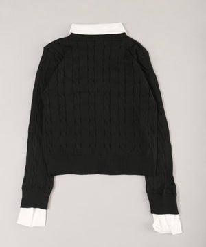 ケーブルニットドッキングシャツ