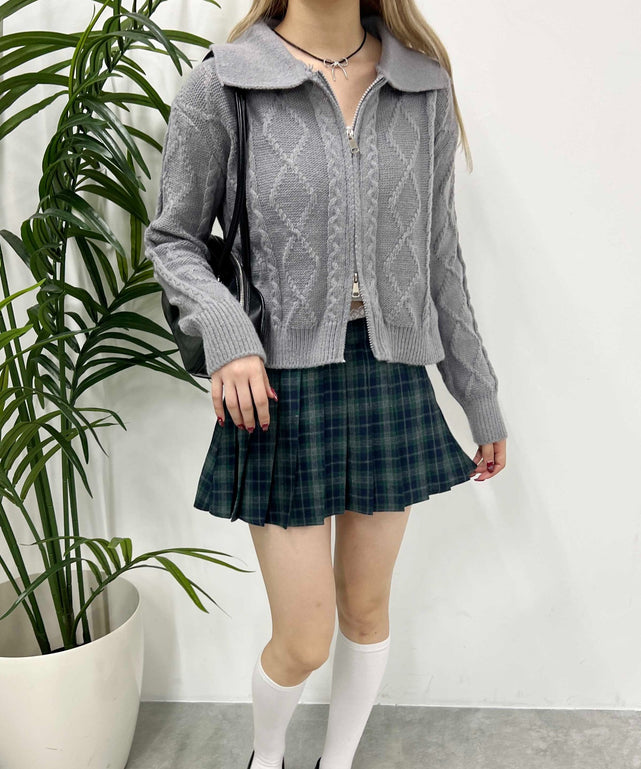 Wジップ襟付きケーブルカーディガン – WEGO ONLINE STORE