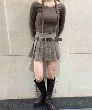 チドリ柄プリーツスカート