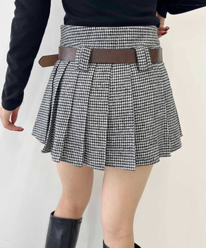 チドリ柄プリーツスカート