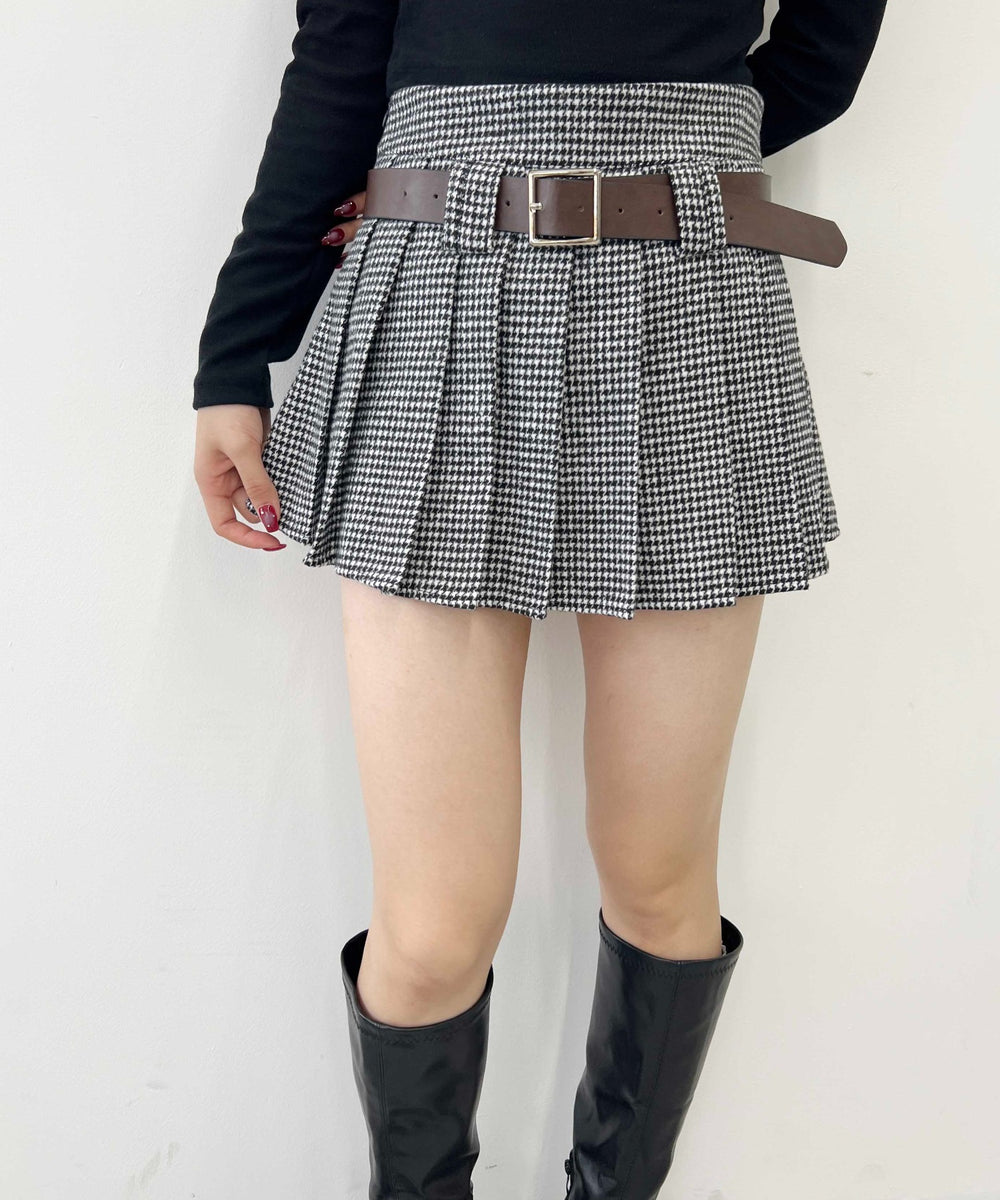 チドリ柄プリーツスカート