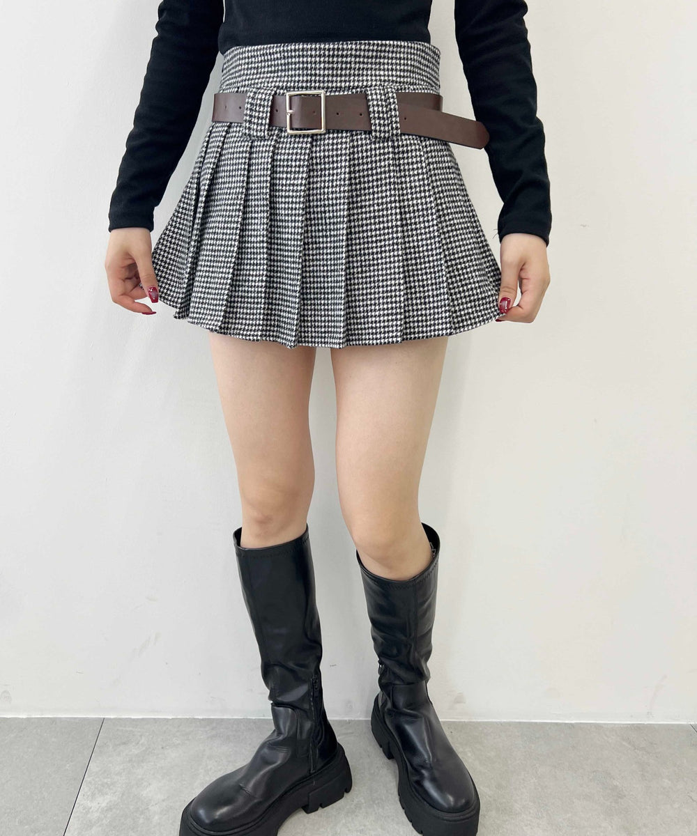 チドリ柄プリーツスカート