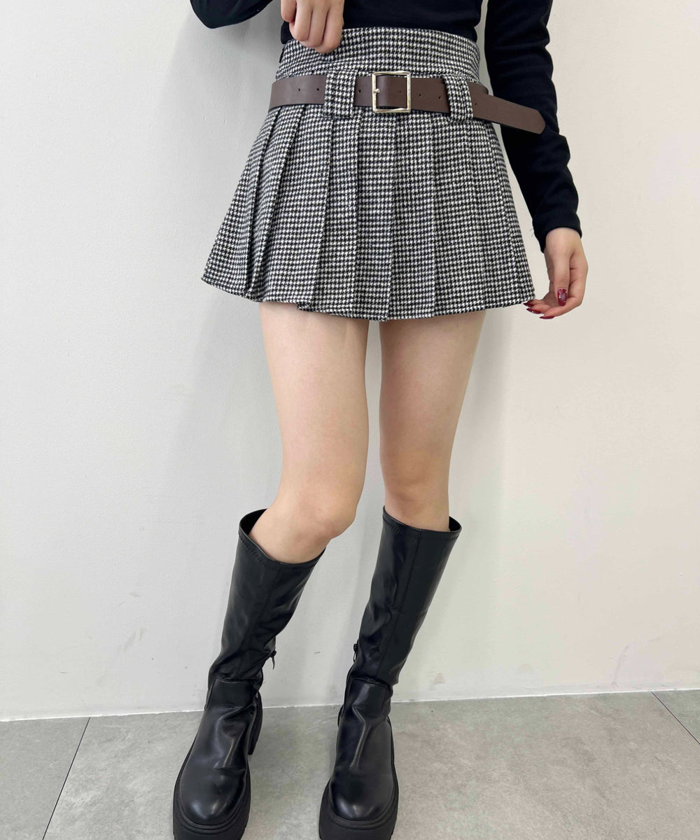 チドリ柄プリーツスカート