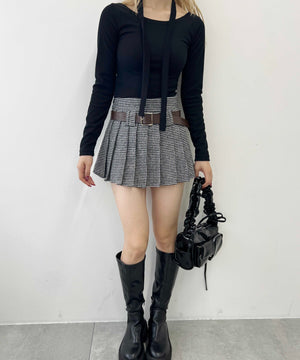 チドリ柄プリーツスカート