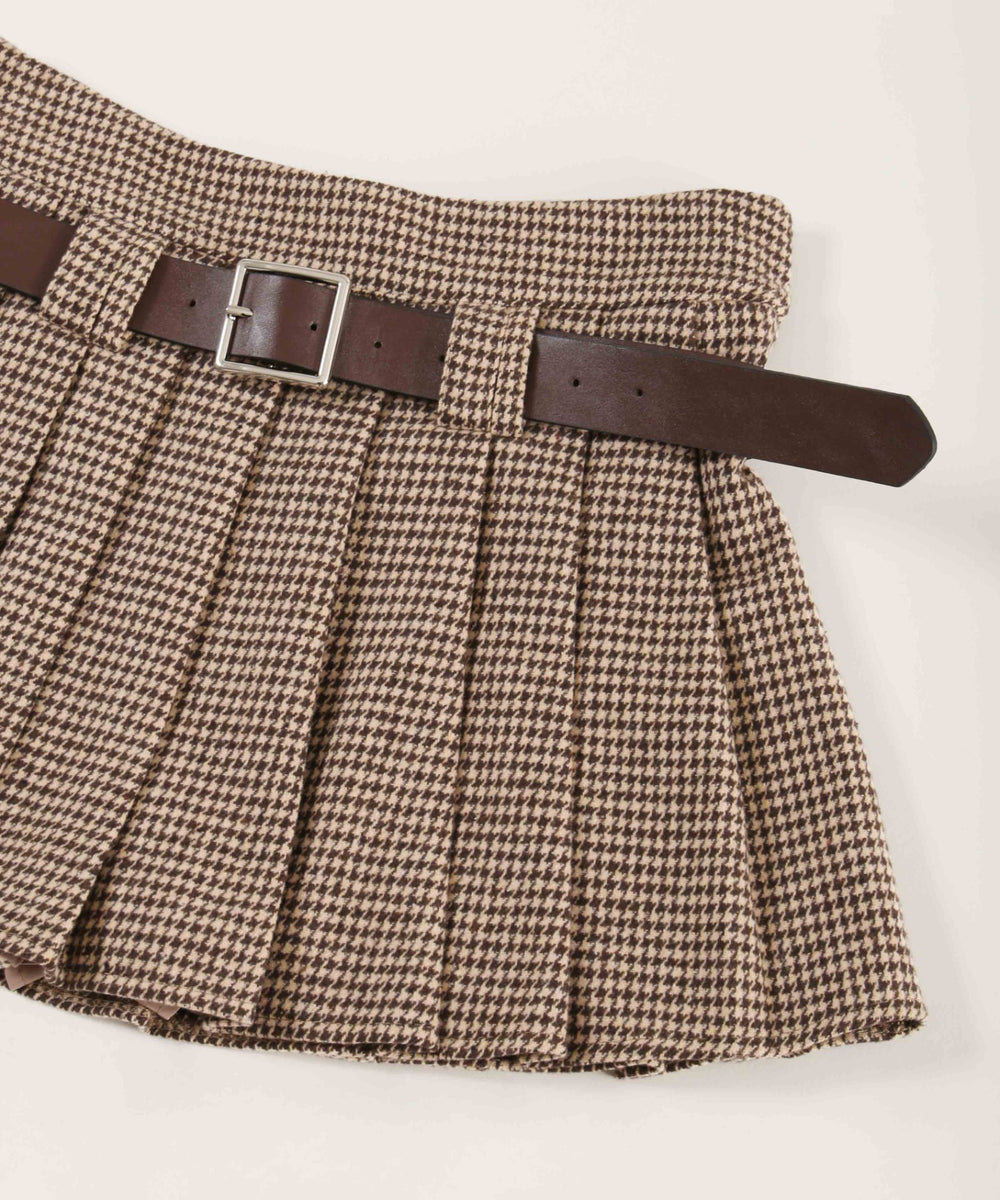 チドリ柄プリーツスカート