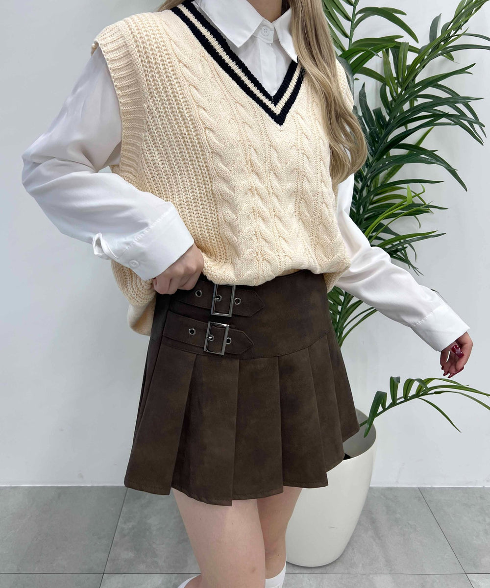 サイドベルトPUスカート