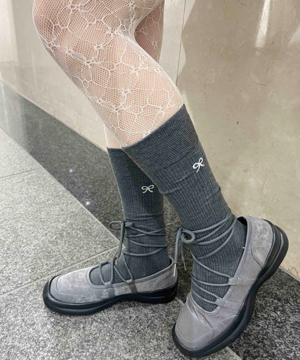 リボンワンポイントハイソックス