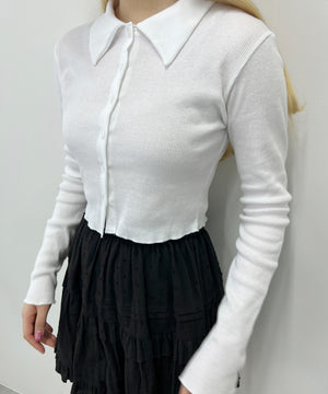 襟付きピチカーディガン