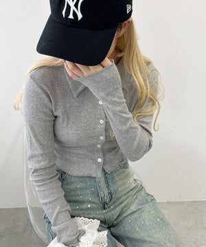 襟付きピチカーディガン