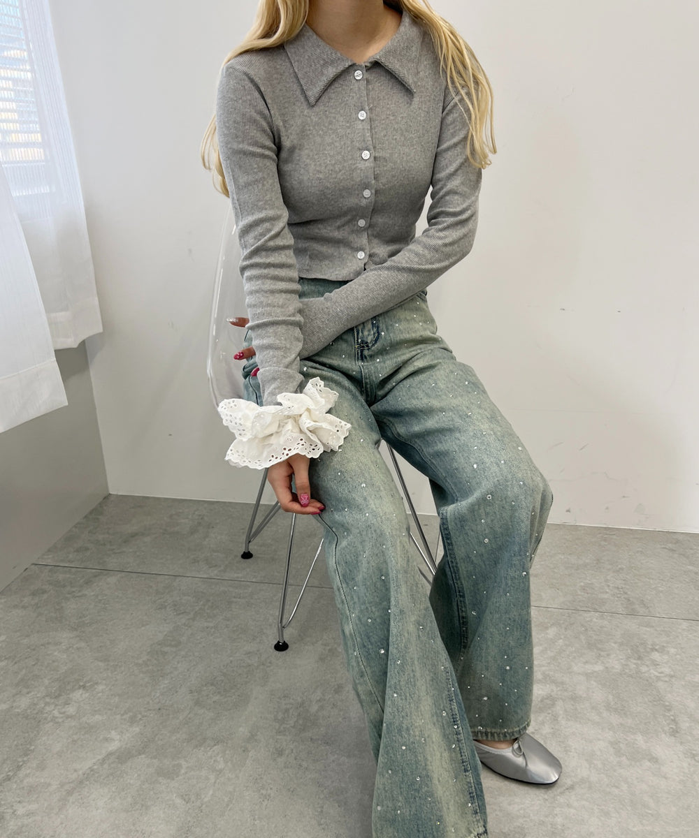 襟付きピチカーディガン